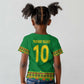 Custom Cameroon Football Kid T shirt Tribal Motifs Green Color - African Pride