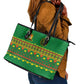 Cameroon Football Leather Tote Bag Tribal Motifs Green Color - African Pride