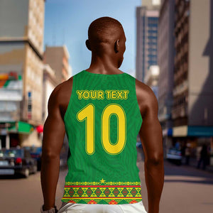 Custom Cameroon Football Men Tank Top Tribal Motifs Green Color - African Pride