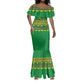 Custom Cameroon Football Mermaid Dress Tribal Motifs Green Color - African Pride