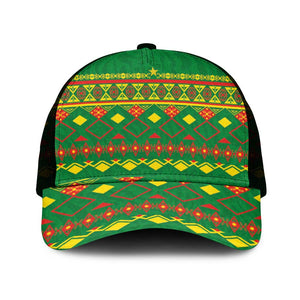 Cameroon Football Mesh Trucker Cap Tribal Motifs Green Color - African Pride