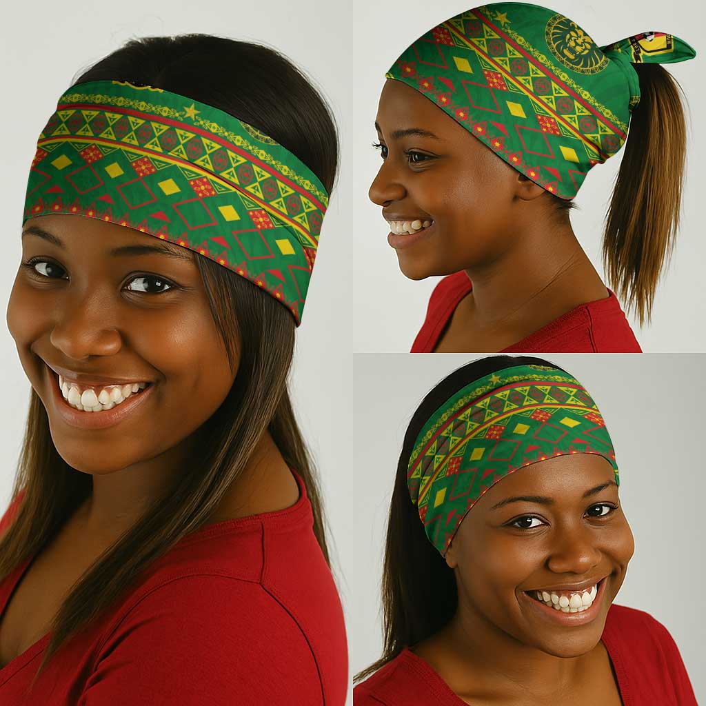 Cameroon Football Neck Gaiter Tribal Motifs Green Color - African Pride