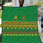 Cameroon Football Quilt Tribal Motifs Green Color - African Pride