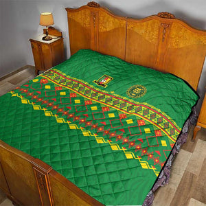 Cameroon Football Quilt Tribal Motifs Green Color - African Pride