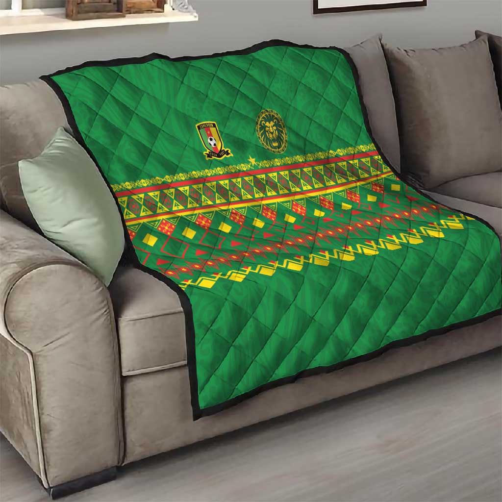 Cameroon Football Quilt Tribal Motifs Green Color - African Pride