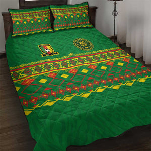 Cameroon Football Quilt Bed Set Tribal Motifs Green Color - African Pride