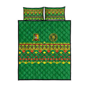 Cameroon Football Quilt Bed Set Tribal Motifs Green Color - African Pride