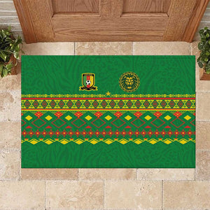 Cameroon Football Rubber Doormat Tribal Motifs Green Color - African Pride