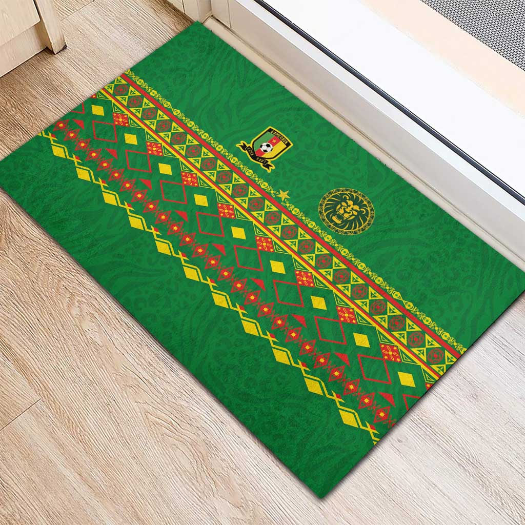 Cameroon Football Rubber Doormat Tribal Motifs Green Color - African Pride
