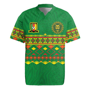 Custom Cameroon Football Rugby Jersey Tribal Motifs Green Color - African Pride
