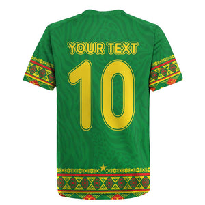 Custom Cameroon Football Rugby Jersey Tribal Motifs Green Color - African Pride