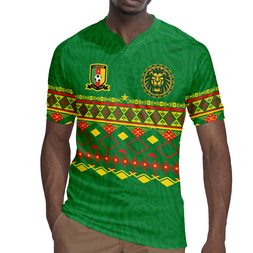 Custom Cameroon Football Rugby Jersey Tribal Motifs Green Color - African Pride