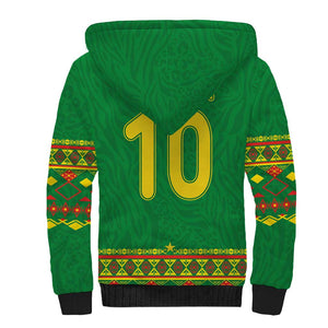 Custom Cameroon Football Sherpa Hoodie Tribal Motifs Green Color - African Pride