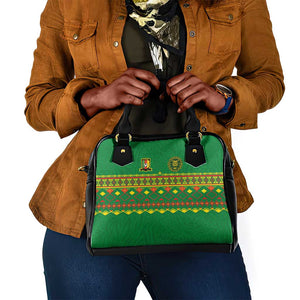 Cameroon Football Shoulder Handbag Tribal Motifs Green Color - African Pride