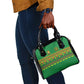 Cameroon Football Shoulder Handbag Tribal Motifs Green Color - African Pride