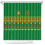 Cameroon Football Shower Curtain Tribal Motifs Green Color - African Pride