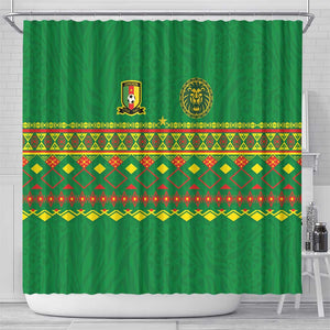 Cameroon Football Shower Curtain Tribal Motifs Green Color - African Pride