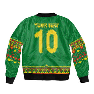 Custom Cameroon Football Sleeve Zip Bomber Jacket Tribal Motifs Green Color - African Pride