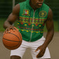 Custom Cameroon Football Sleeveless Zip Hoodie Tribal Motifs Green Color - African Pride