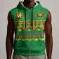 Custom Cameroon Football Sleeveless Zip Hoodie Tribal Motifs Green Color - African Pride