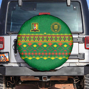 Cameroon Football Spare Tire Cover Tribal Motifs Green Color - African Pride