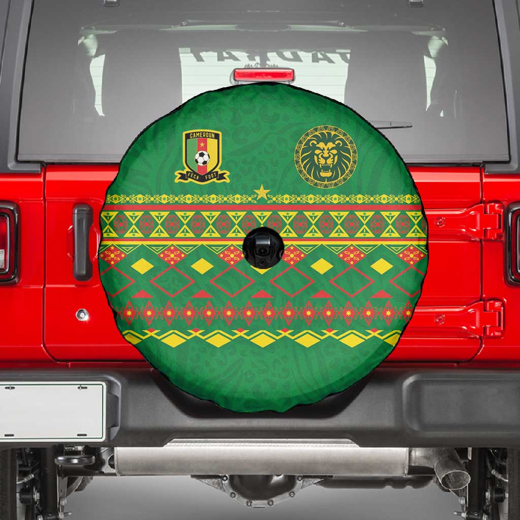 Cameroon Football Spare Tire Cover Tribal Motifs Green Color - African Pride