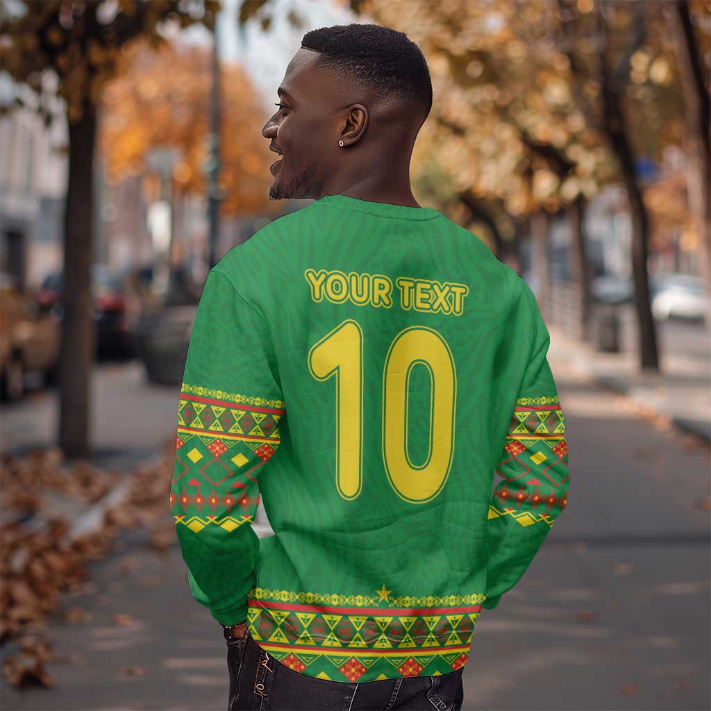 Custom Cameroon Football Sweatshirt Tribal Motifs Green Color - African Pride