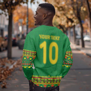 Custom Cameroon Football Sweatshirt Tribal Motifs Green Color - African Pride