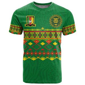 Custom Cameroon Football T shirt Tribal Motifs Green Color - African Pride