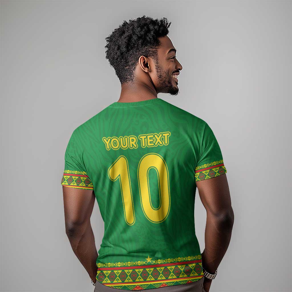 Custom Cameroon Football T shirt Tribal Motifs Green Color - African Pride