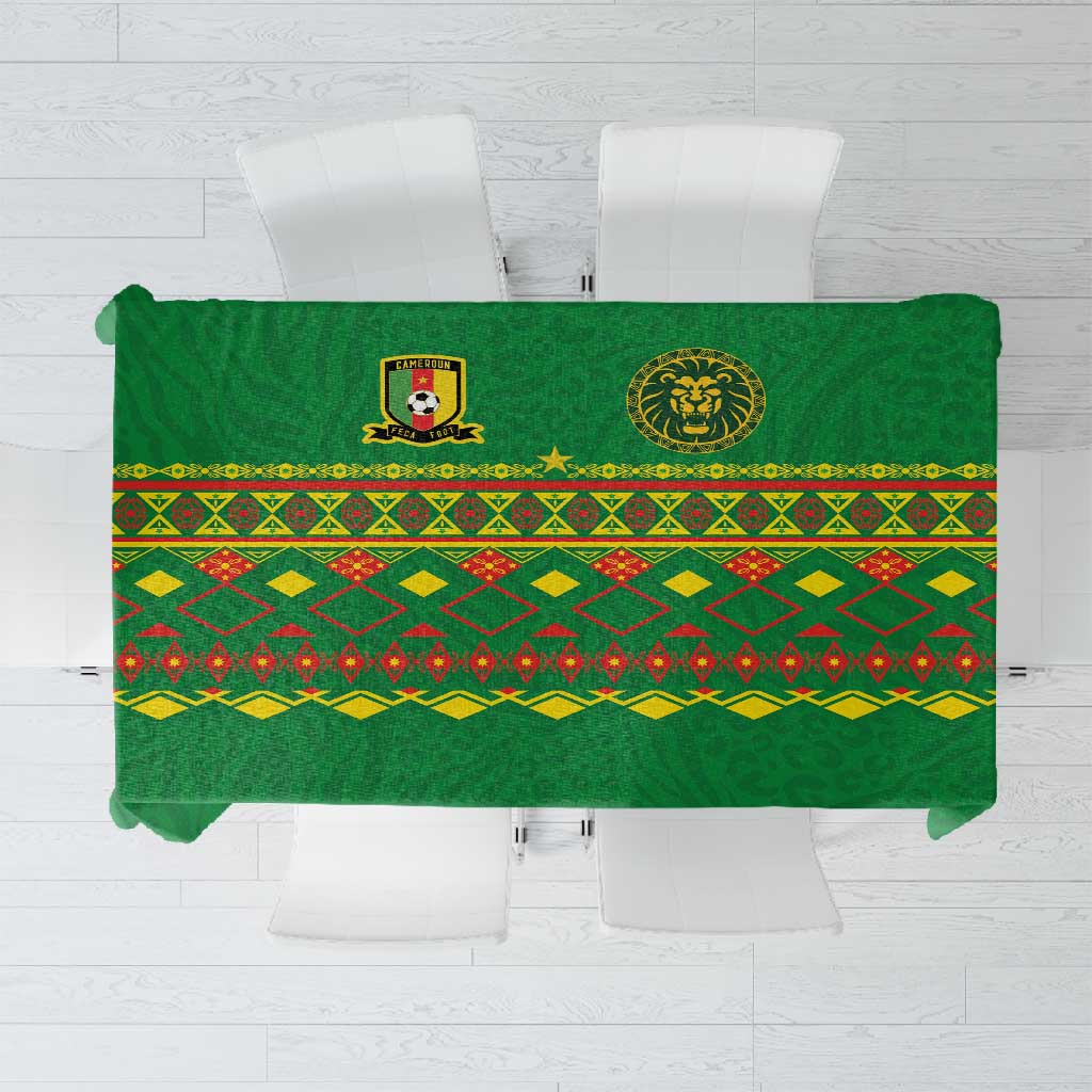 Cameroon Football Tablecloth Tribal Motifs Green Color - African Pride