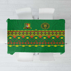 Cameroon Football Tablecloth Tribal Motifs Green Color - African Pride