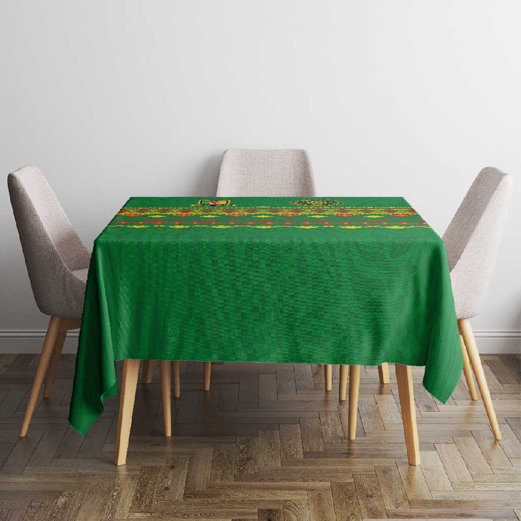 Cameroon Football Tablecloth Tribal Motifs Green Color - African Pride