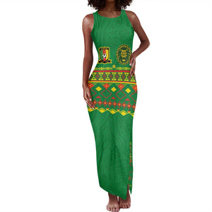 Custom Cameroon Football Tank Maxi Dress Tribal Motifs Green Color - African Pride