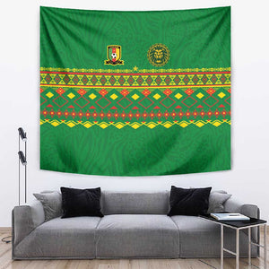 Cameroon Football Tapestry Tribal Motifs Green Color - African Pride