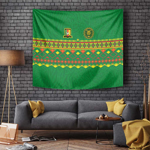 Cameroon Football Tapestry Tribal Motifs Green Color - African Pride