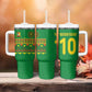Custom Cameroon Football Tumbler With Handle Tribal Motifs Green Color - African Pride