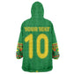 Custom Cameroon Football Wearable Blanket Hoodie Tribal Motifs Green Color - African Pride