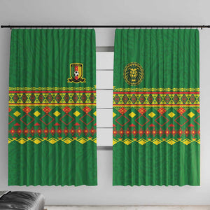 Cameroon Football Window Curtain Tribal Motifs Green Color - African Pride