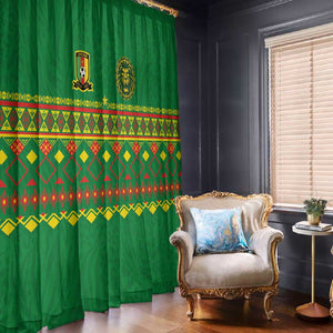 Cameroon Football Window Curtain Tribal Motifs Green Color - African Pride