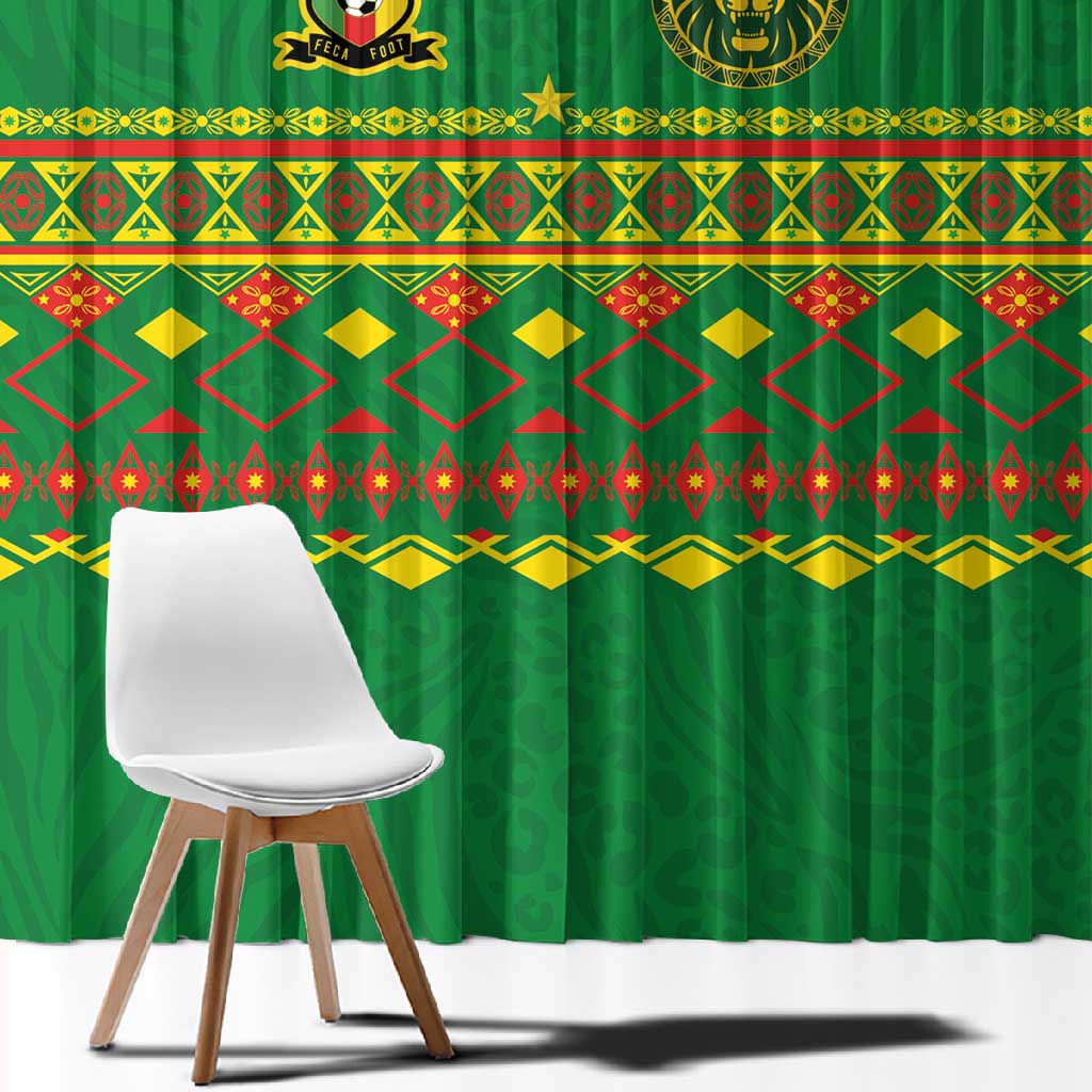 Cameroon Football Window Curtain Tribal Motifs Green Color - African Pride