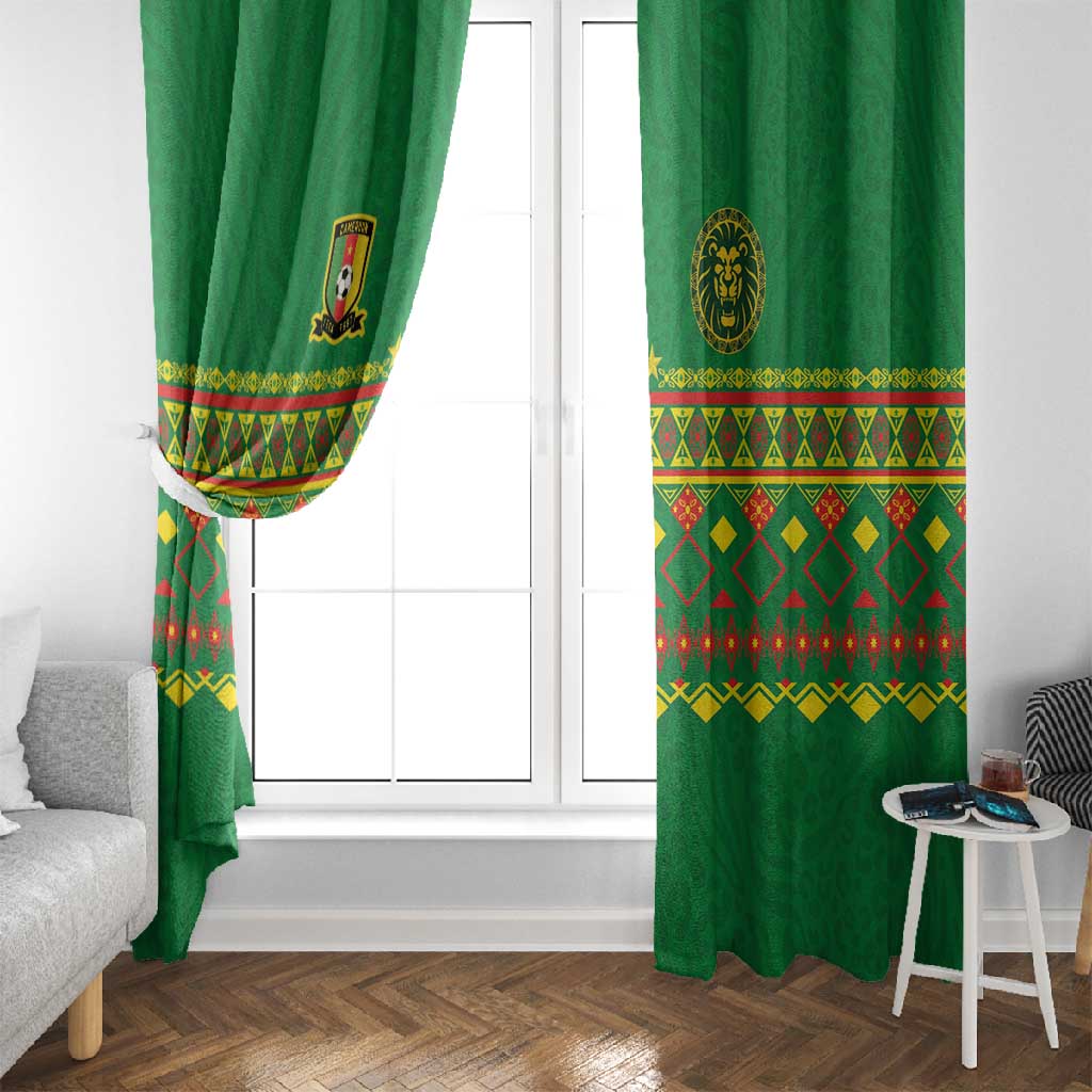 Cameroon Football Window Curtain Tribal Motifs Green Color - African Pride