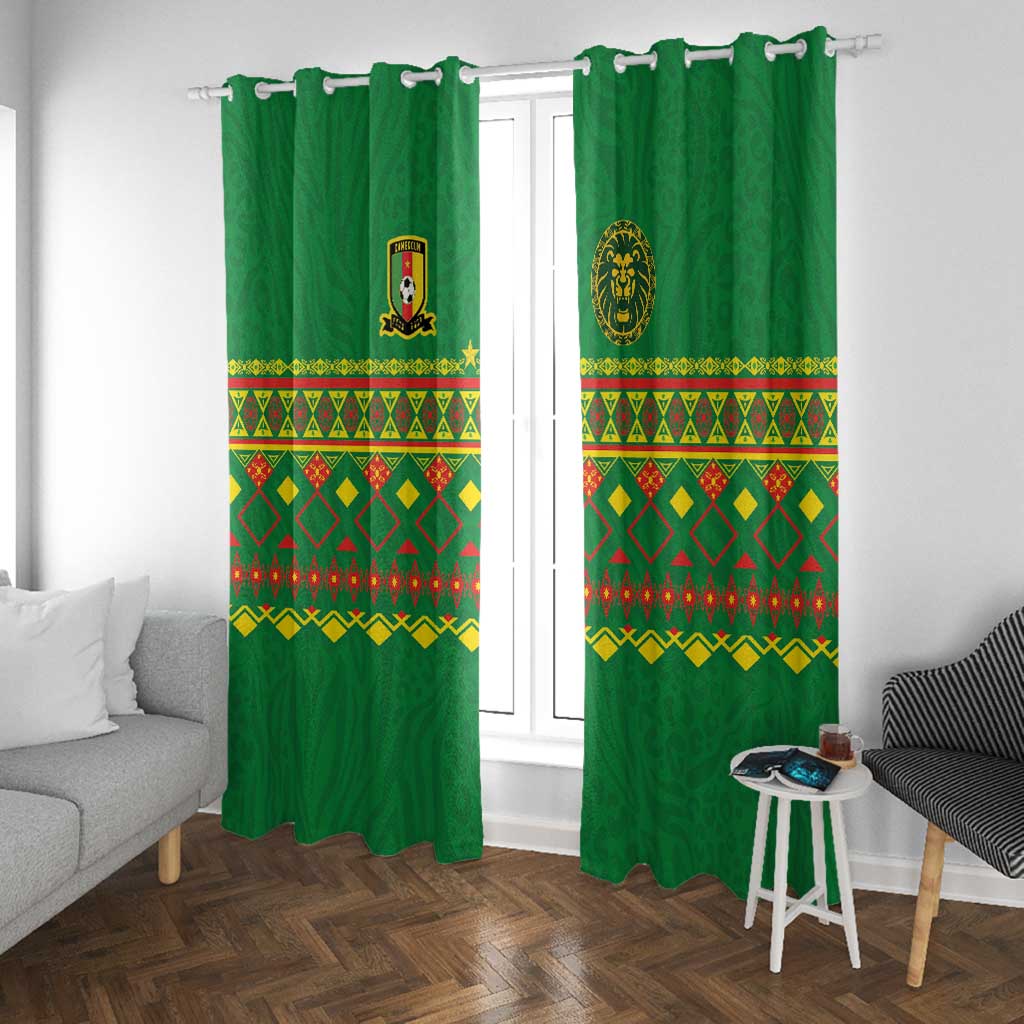 Cameroon Football Window Curtain Tribal Motifs Green Color - African Pride