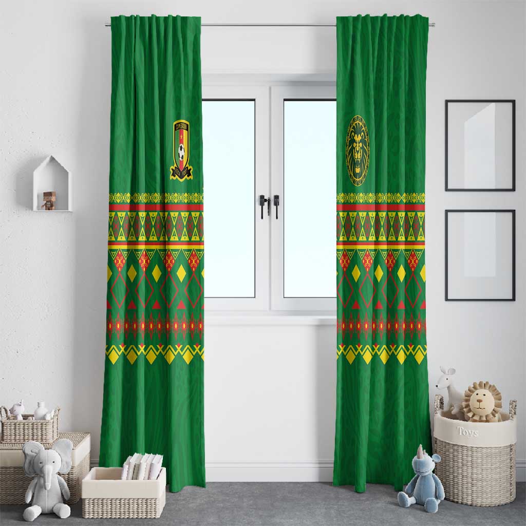 Cameroon Football Window Curtain Tribal Motifs Green Color - African Pride
