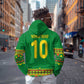 Custom Cameroon Football Zip Hoodie Tribal Motifs Green Color - African Pride