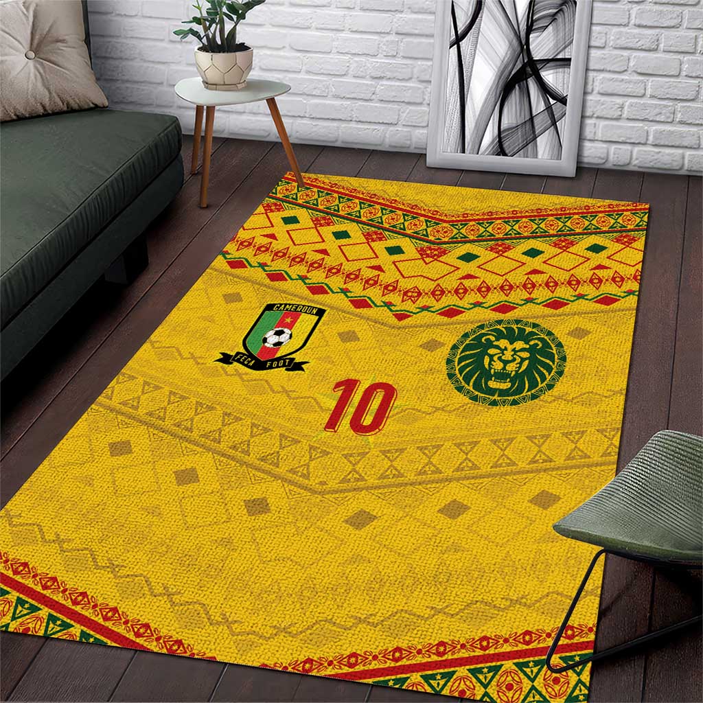Custom Cameroon Football Area Rug Tribal Motifs Yellow Color - African Pride