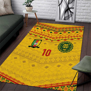 Custom Cameroon Football Area Rug Tribal Motifs Yellow Color - African Pride