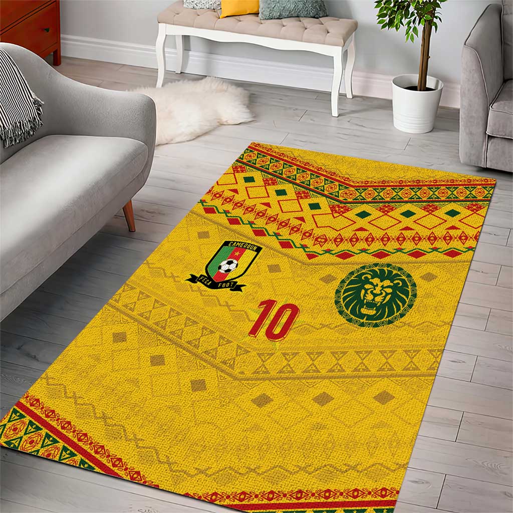 Custom Cameroon Football Area Rug Tribal Motifs Yellow Color - African Pride
