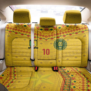 Custom Cameroon Football Back Car Seat Cover Tribal Motifs Yellow Color - African Pride