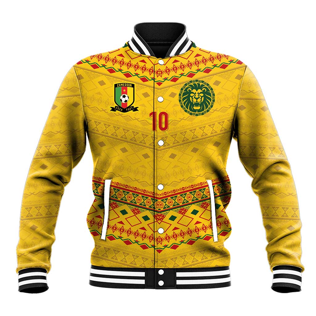 Custom Cameroon Football Baseball Jacket Tribal Motifs Yellow Color - African Pride